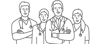 Représentation de 4 professionnels de santé - MACSF